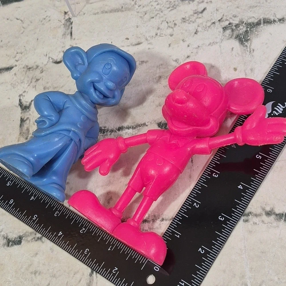 Vintage 70s Disney Figures Dopey Mickey Mouse Hard Plastic Toys By Louis Marx